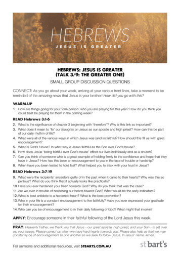HEBREWS: JESUS IS GREATER (TALK 3/9: THE GREATER ONE) - Webflow
