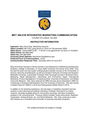 Mkt 366.01b Integrated Marketing Communication