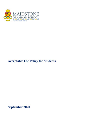 Acceptable Use Policy For Students - Maidstone Grammar School