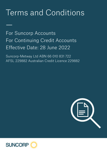 Account Terms And Conditions - Suncorp