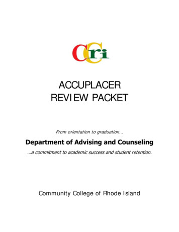ACCUPLACER REVIEW PACKET - Community College Of Rhode Island