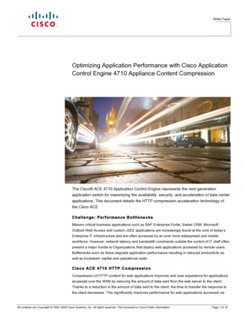 Optimizing Application Performance With Cisco Application Control .