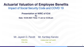 Actuarial Valuation Of Employee Benefits - WIRC-ICAI