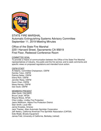 STATE FIRE MARSHAL Automatic Extinguishing Systems . - California