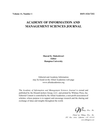 Academy Of Information And Management Sciences Journal