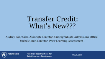 Transfer Credit: What's New? - Cal.psu.edu