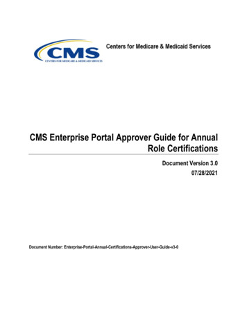 CMS Enterprise Portal Approver Guide For Annual Role Certifications
