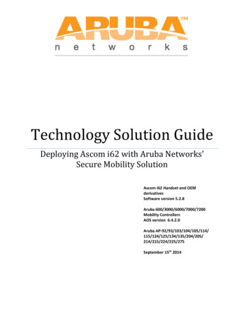 Deploying Ascom I62 With Aruba Networks' Secure Mobility Solution