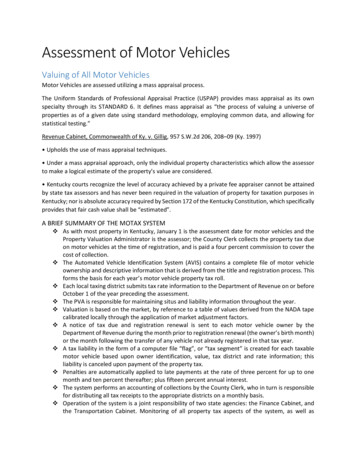 Assessment Of Motor Vehicles - Kentucky