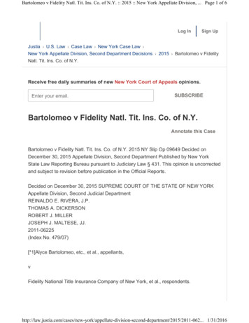 Bartolomeo V Fidelity Natl. Tit. Ins. Co. Of N.Y. - Carlton Fields