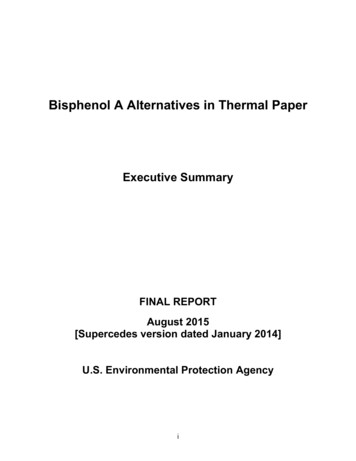 Bisphenol A Alternatives In Thermal Paper - Executive Summary