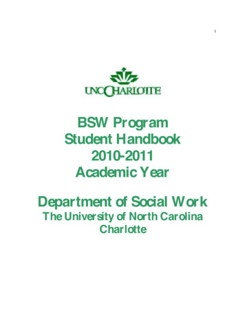 BSW Program Student Handbook 2010-2011 Academic Year Department Of .