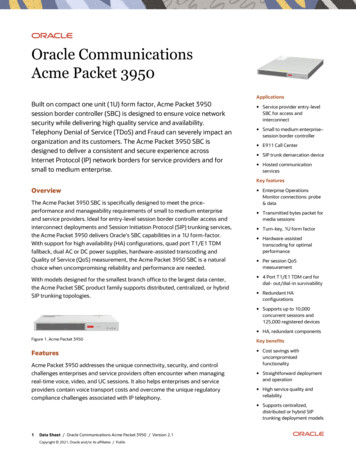 Oracle Communications Acme Packet 3950 - Datasheet Oracle