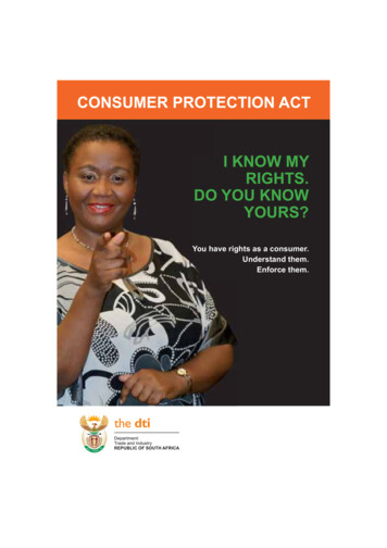 Consumer Protection Act I Know My Rights. Do You Know Yours?