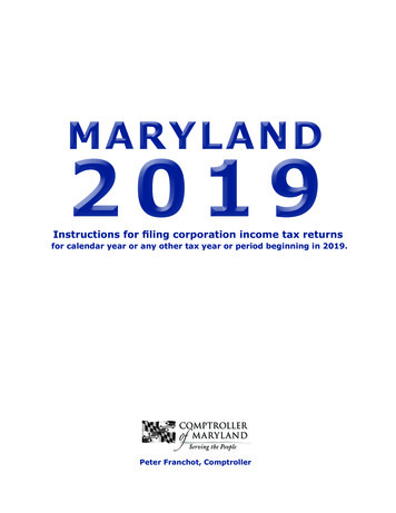 Tax Year 2019 - Maryland 2019 Instructions For Filing Corporation .