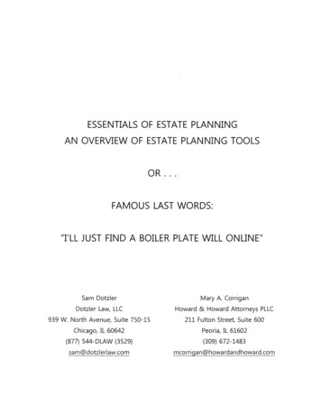 Essentials Of Estate Planning An Overview Of Estate Planning Tools Or .
