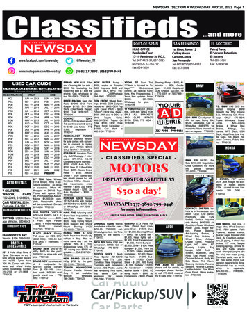 USED CAR GUIDE - Trinidad And Tobago Newsday