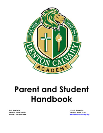 Parent And Student Handbook - Denton Calvary Academy