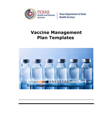 Vaccine Management Plan Templates - Texas