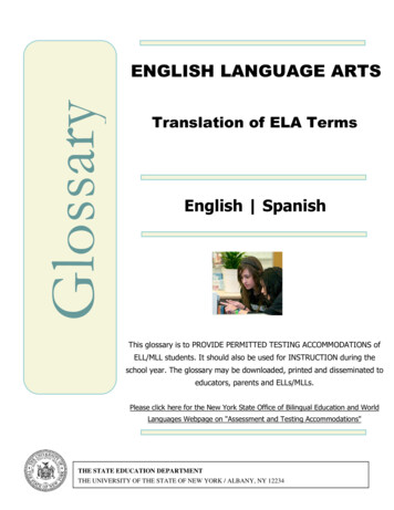 ENGLISH LANGUAGE ARTS Translation Of ELA Glossary