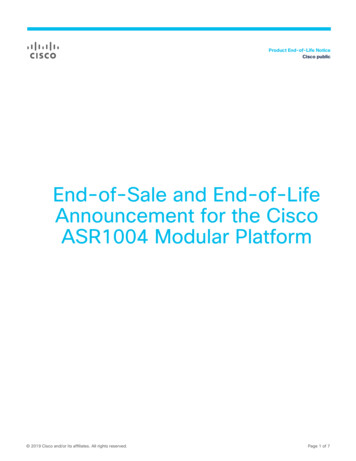 End-of-Sale And End-of-Life Announcement For The Cisco ASR1004 Modular .