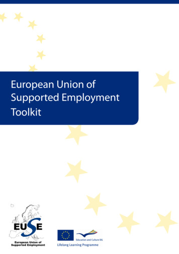 European Union Of Supported Employment Toolkit