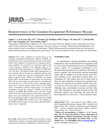 Responsiveness Of The Canadian Occupational Performance Measure