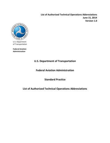 U.S. Department Of Transportation Federal Aviation Administration .