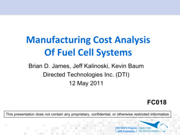 Manufacturing Cost Analysis Of Fuel Cell Systems - Energy