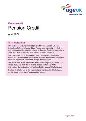 Factsheet 48 Pension Credit - Age UK
