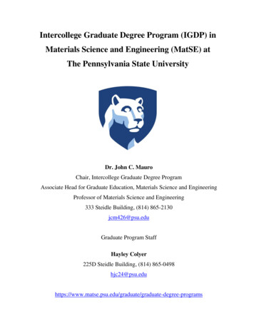 Graduate Handbook July 2019 - Penn State Department Of Materials .