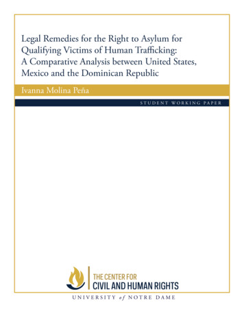 Legal Remedies For The Right To Asylum For Qualifying Victims Of Human .