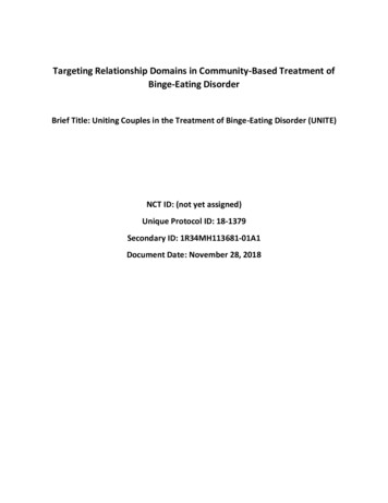 Targeting Relationship Domains In Community-Based Treatment Of Binge .