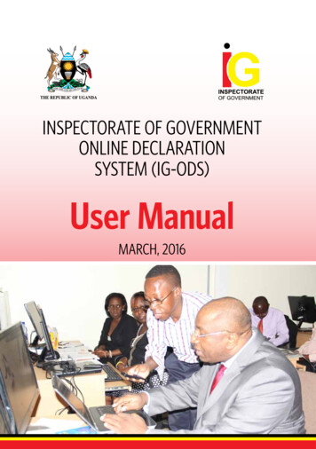 INSPECTORATE OF GOVERNMENT ONLINE DECLARATION SYSTEM (IG-ODS) User Manual