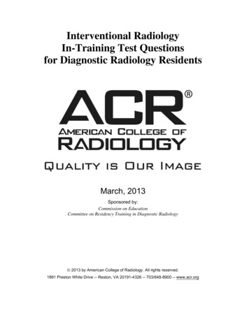 In -Training Test Questions Interventional Radiology