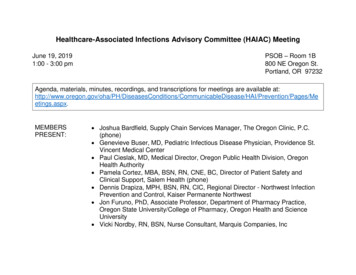 Healthcare-Associated Infections Advisory Committee (HAIAC . - Oregon