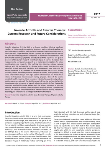 Juvenile Arthritis And Exercise Therapy: Current Research And . - IMedPub