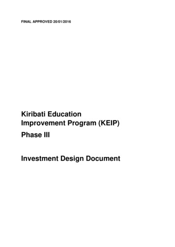 Kiribati Education Improvement Program (KEIP) Phase III Investment .
