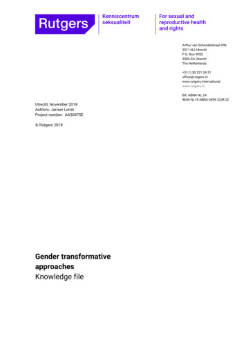 Gender Transformative Approaches - Rutgers