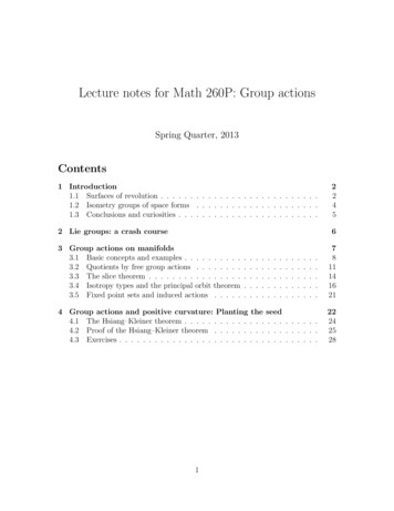 Lecture Notes For Math 260P: Group Actions - Penn Math