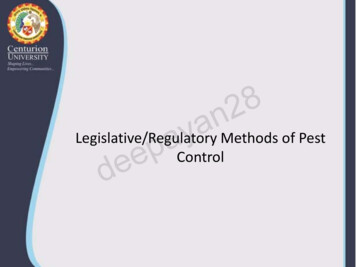 Legislative/Regulatory Methods Of Pest Control - CUTM