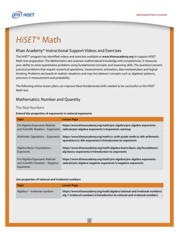 Khan Academy Instructional Support Videos And Exercises For HiSET Math .
