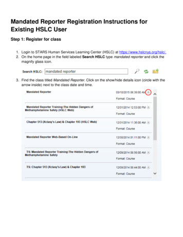 Mandated Reporter Registration Instructions For Existing HSLC User