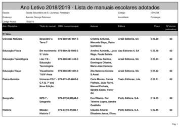 1214234 Portalegre 7300070 Ano Letivo 201 /201 - Lista De Manuais .