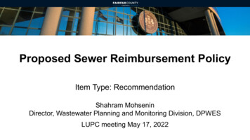 Proposed Sewer Reimbursement Policy Presentation - Fairfax County