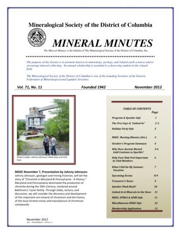 Mineralogical Society Of The District Of Columbia