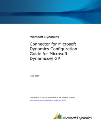 Connector For Microsoft Dynamics Configuration Guide For Microsoft .