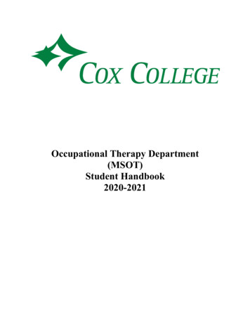 Occupational Therapy Department (MSOT) Student Handbook 2020-2021