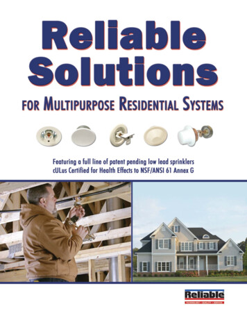 Multi-Purpose Residential Systems Revised Full . - Reliable Sprinkler
