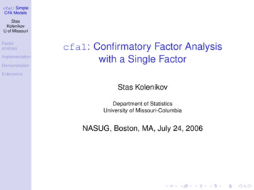 Cfa1: Confirmatory Factor Analysis With A Single Factor - Stata